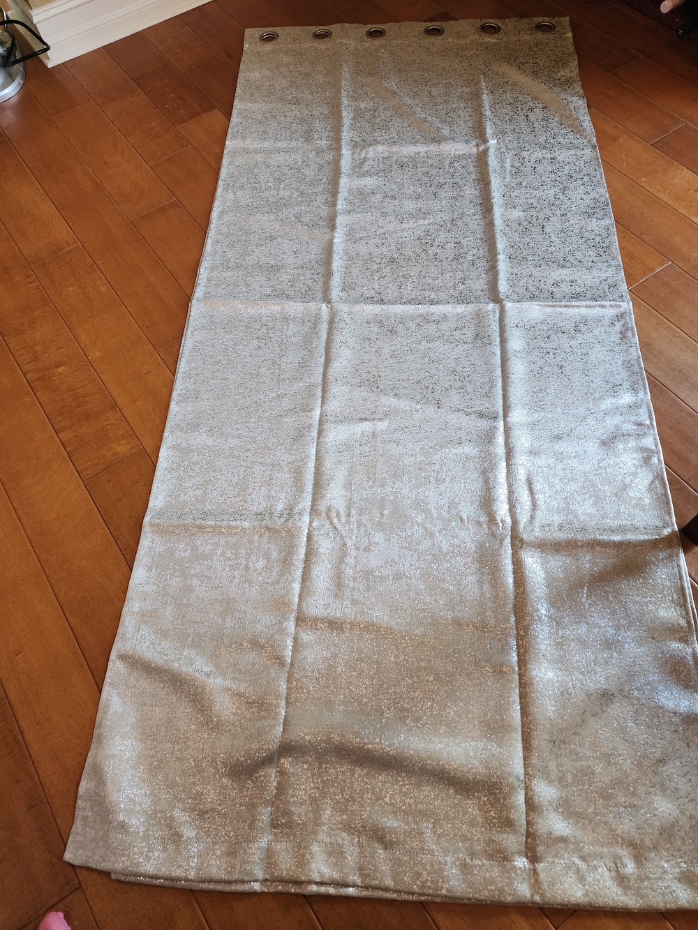 Two Panel Silver Grommet Top Velvet Curtain- Elegant Metallic Sheen